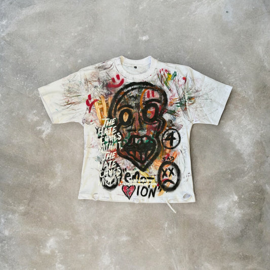 1 of 1 “Faces / eMotion” Hand Painted Tee