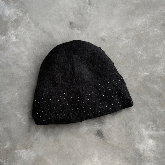 Black “Stargazing” Mohair / Rhinestone Unisex Beanie (FW'24 Release)